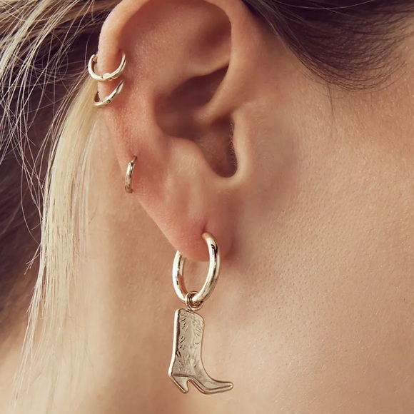 Cowboy Boot Huggie Earrings - Picture 2 of 5